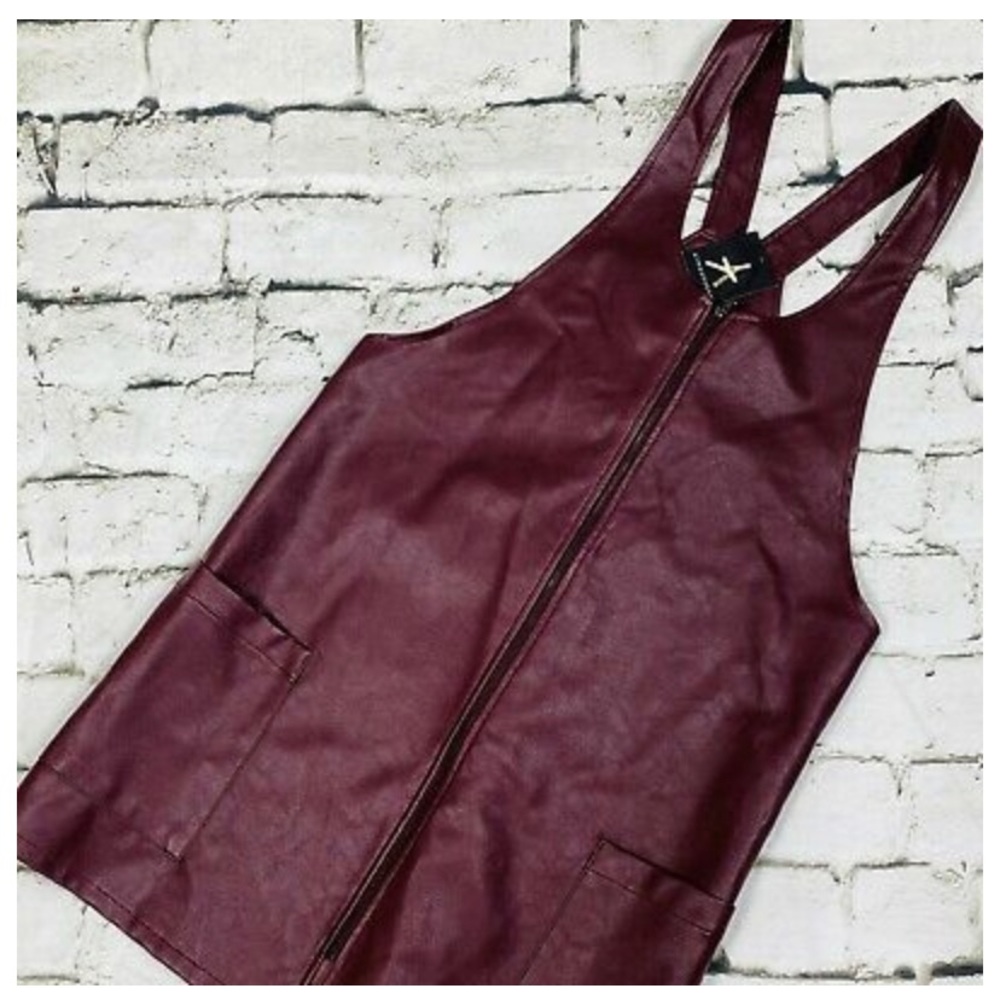 Faux leather zip front jumper